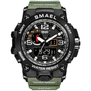 Men Military Watch 50m Waterproof Wristwatch, LED Quartz Sport Watch