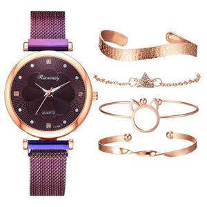 Women Watches and/or Luxury Magnet Buckle Fashion 5pcs Set