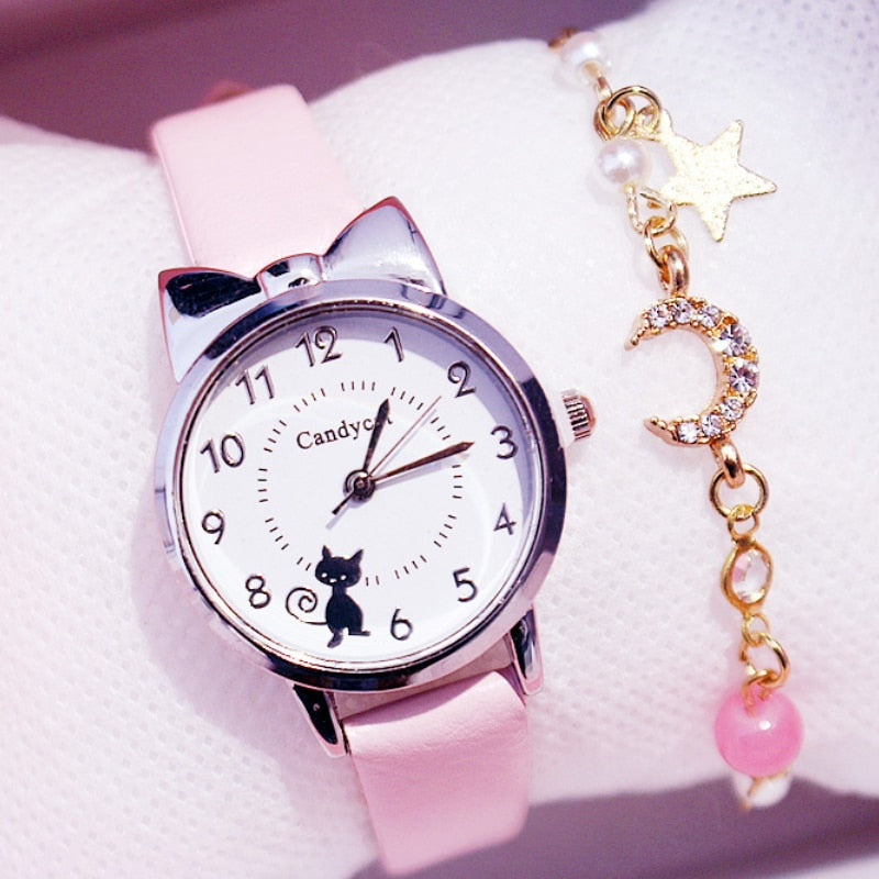 Girl Fashion Watch and Watch + Bracelet Set, Cute Analog Children Quartz Watch
