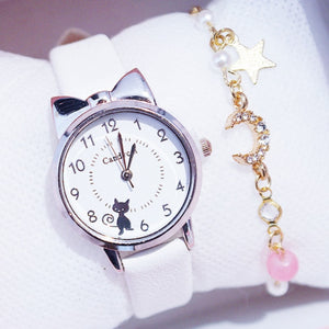 Girl Fashion Watch and Watch + Bracelet Set, Cute Analog Children Quartz Watch