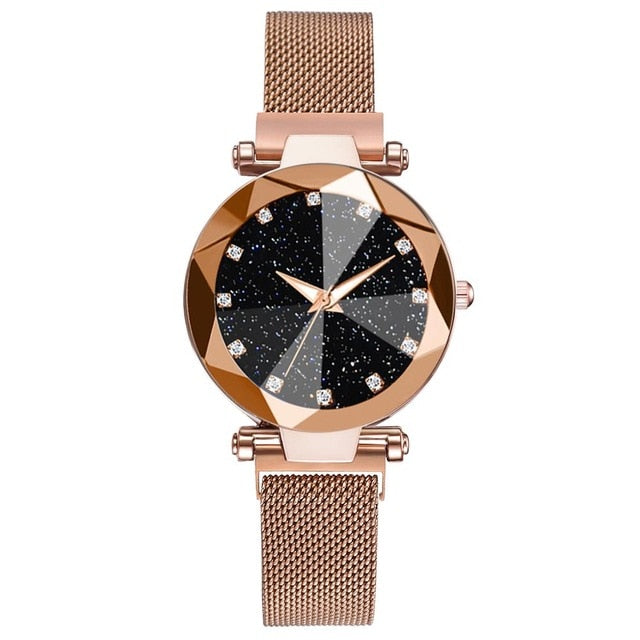Ladies Magnetic Starry Sky Luxury Women Watches, Fashion Like-Diamond Female Quartz Wristwatches