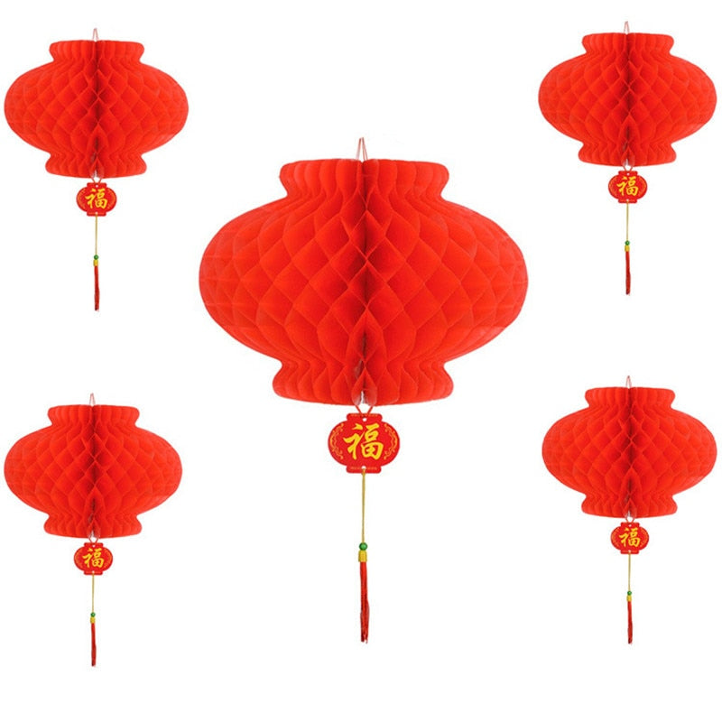 Chinese New Year Lantern Style Paper Ornaments, 6pcs