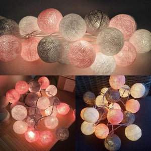 3M LED Cotton Ball Garland Lights String, Great for Christmas, Outdoor Holiday, Wedding Party, Baby Bed Fairy Lights Decoration