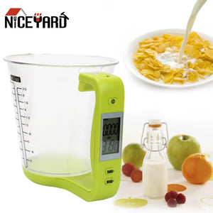 Electronic Measuring Cup Kitchen Scales Digital Beaker Host Weigh Temperature Measurement Cups With LCD Display