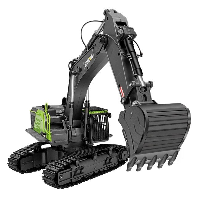 Huina 593 1/14 RC Excavator 22CH Rotation Alloy Green RC Remote Control Truck Toys Screw Drive Double Track Engineering Vehicle