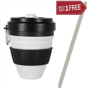 Set of 2 450ml Folding Silicone Cup Mugs Portable Silicone Telescopic Drinking Collapsible Silica Coffee Cup With Lids Travel All Black