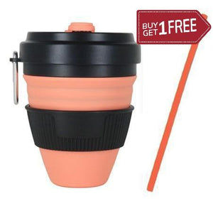 Set of 2 450ml Folding Silicone Cup Mugs Portable Silicone Telescopic Drinking Collapsible Silica Coffee Cup With Lids Travel All Black