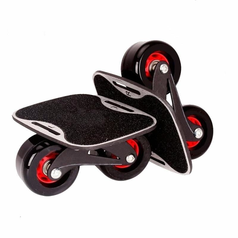 1 Pair Anti Slip Deck Skates Wakeboard Drift Board Two PU Wheels Aluminum Alloy Skateboard Freeline Roller Road Drift Skates