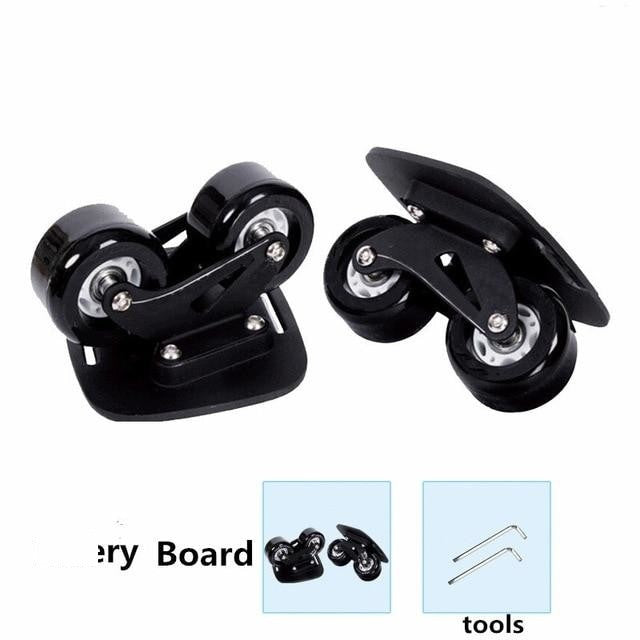1 Pair Anti Slip Deck Skates Wakeboard Drift Board Two PU Wheels Aluminum Alloy Skateboard Freeline Roller Road Drift Skates