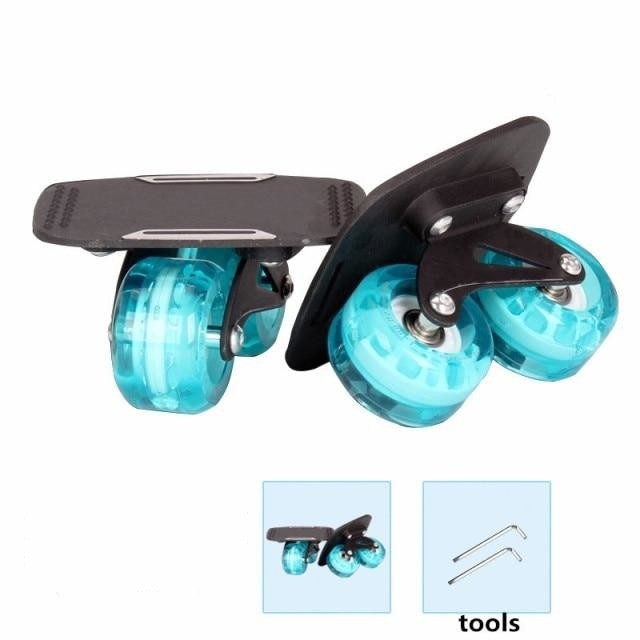 1 Pair Anti Slip Deck Skates Wakeboard Drift Board Two PU Wheels Aluminum Alloy Skateboard Freeline Roller Road Drift Skates