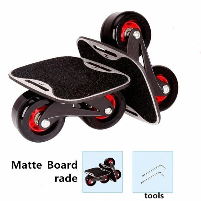1 Pair Anti Slip Deck Skates Wakeboard Drift Board Two PU Wheels Aluminum Alloy Skateboard Freeline Roller Road Drift Skates