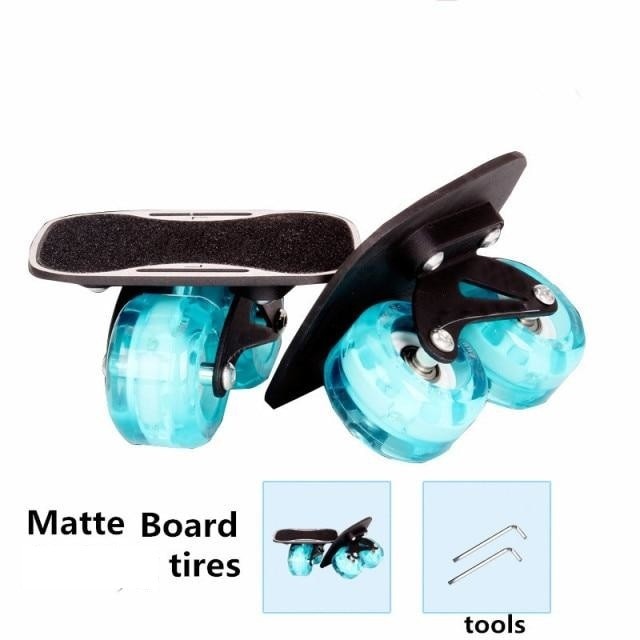 1 Pair Anti Slip Deck Skates Wakeboard Drift Board Two PU Wheels Aluminum Alloy Skateboard Freeline Roller Road Drift Skates