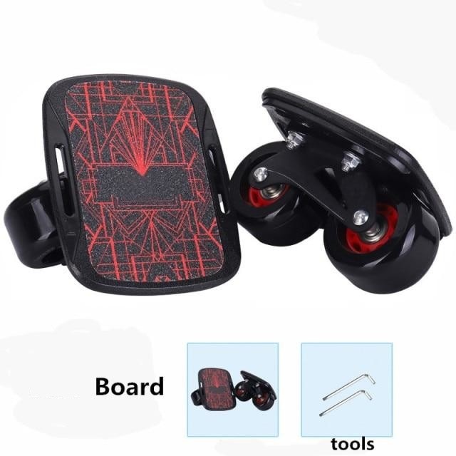 1 Pair Anti Slip Deck Skates Wakeboard Drift Board Two PU Wheels Aluminum Alloy Skateboard Freeline Roller Road Drift Skates