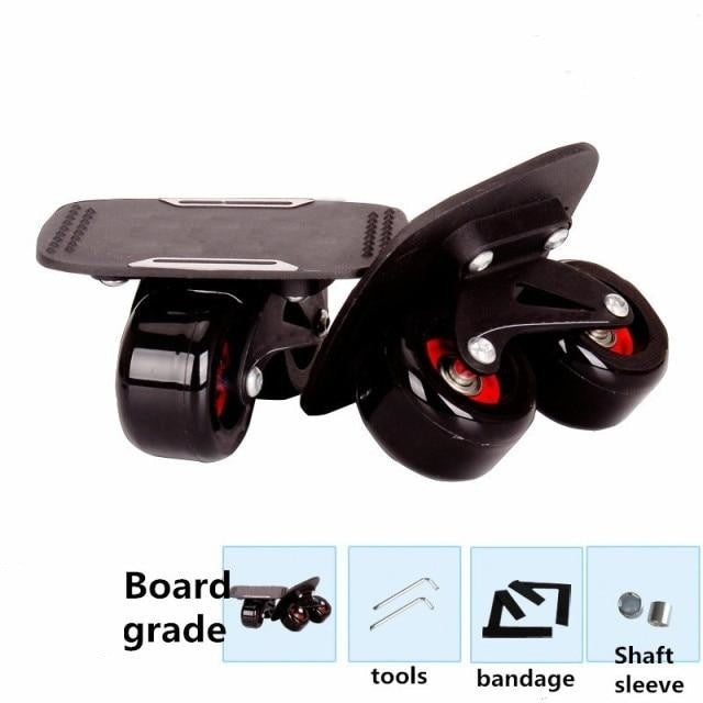 1 Pair Anti Slip Deck Skates Wakeboard Drift Board Two PU Wheels Aluminum Alloy Skateboard Freeline Roller Road Drift Skates