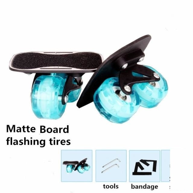 1 Pair Anti Slip Deck Skates Wakeboard Drift Board Two PU Wheels Aluminum Alloy Skateboard Freeline Roller Road Drift Skates