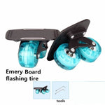 1 Pair Anti Slip Deck Skates Wakeboard Drift Board Two PU Wheels Aluminum Alloy Skateboard Freeline Roller Road Drift Skates