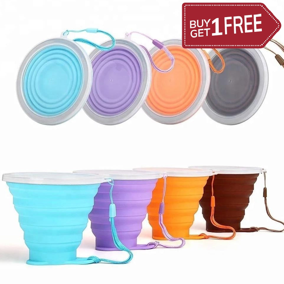 NEW 270ml Silicone Collapsible Travel Cup Outdoor Portable Folding Camping Cups With Lids Lanyard Expandable Drinking Copa
