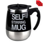 Set of 2 Automatic Self Stirring Mug Coffee Milk Mixing Mug Stainless Steel Thermal Cup Electric Lazy Double Insulated Smart Cup