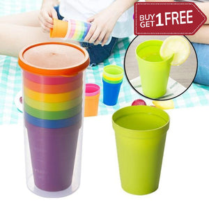 Set of 2 7PCS Mug Plastic Cups Water Battle Set Of 8 Reusable Picnic Travel Trendy Funny Portable Rainbow Suit Cup Party Kids Drink Cup