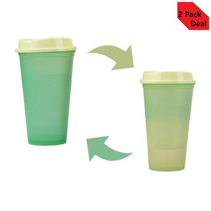 Set of 2 Temperature Magical Color Change Cups Colorful Cold Water Color Changing Coffee Cup Mug Water Bottles With Straws 473ml / 16floz