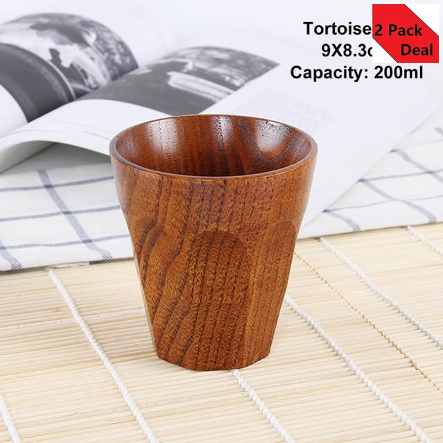 Set of 2 Japanese Style Wooden Cup Creative Jujube Wood Insulation Tea Cup Wooden Coffee Cup Drinking Cup Coffee Cup & Saucer Sets