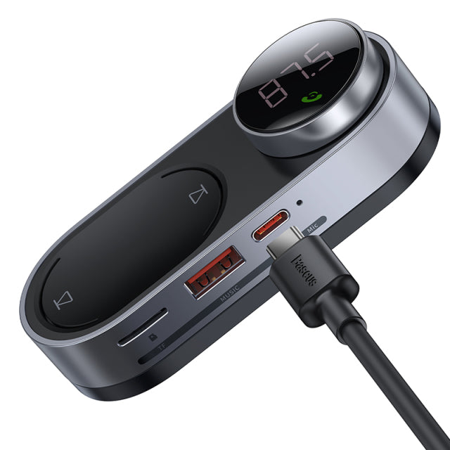 Baseus Solar Car FM Transmitter Modulator Bluetooth 5.0 Wireless MP3 Player USB Car Charger AUX Handsfree Car Kit