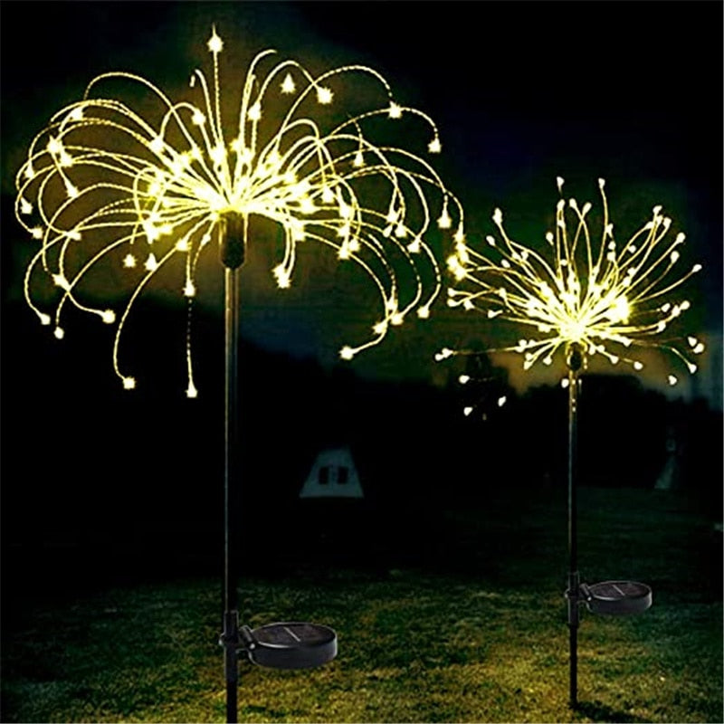 2pcs 1pcs Solar Firework String Lights 150 leds Outdoor LED Solar Flashing Fireworks Lights Waterproof Fairy Garland Lawn Street