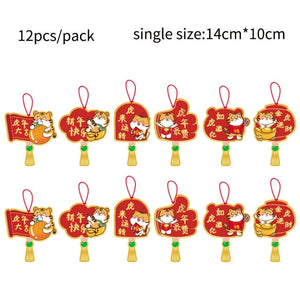 2022 Tiger Lunar New Year Knot Hanging Ornaments 12pcs/pack