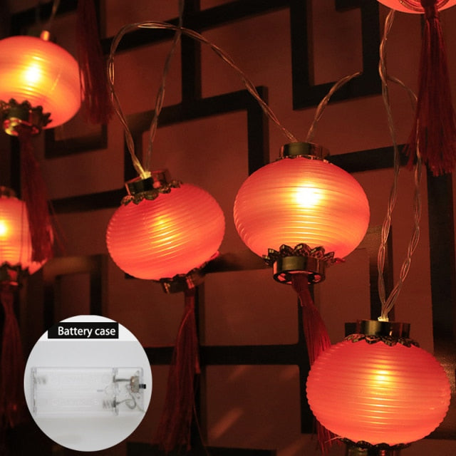 2022 Chinese New Year Lantern Decoration For Home, 10 LED Red Lantern